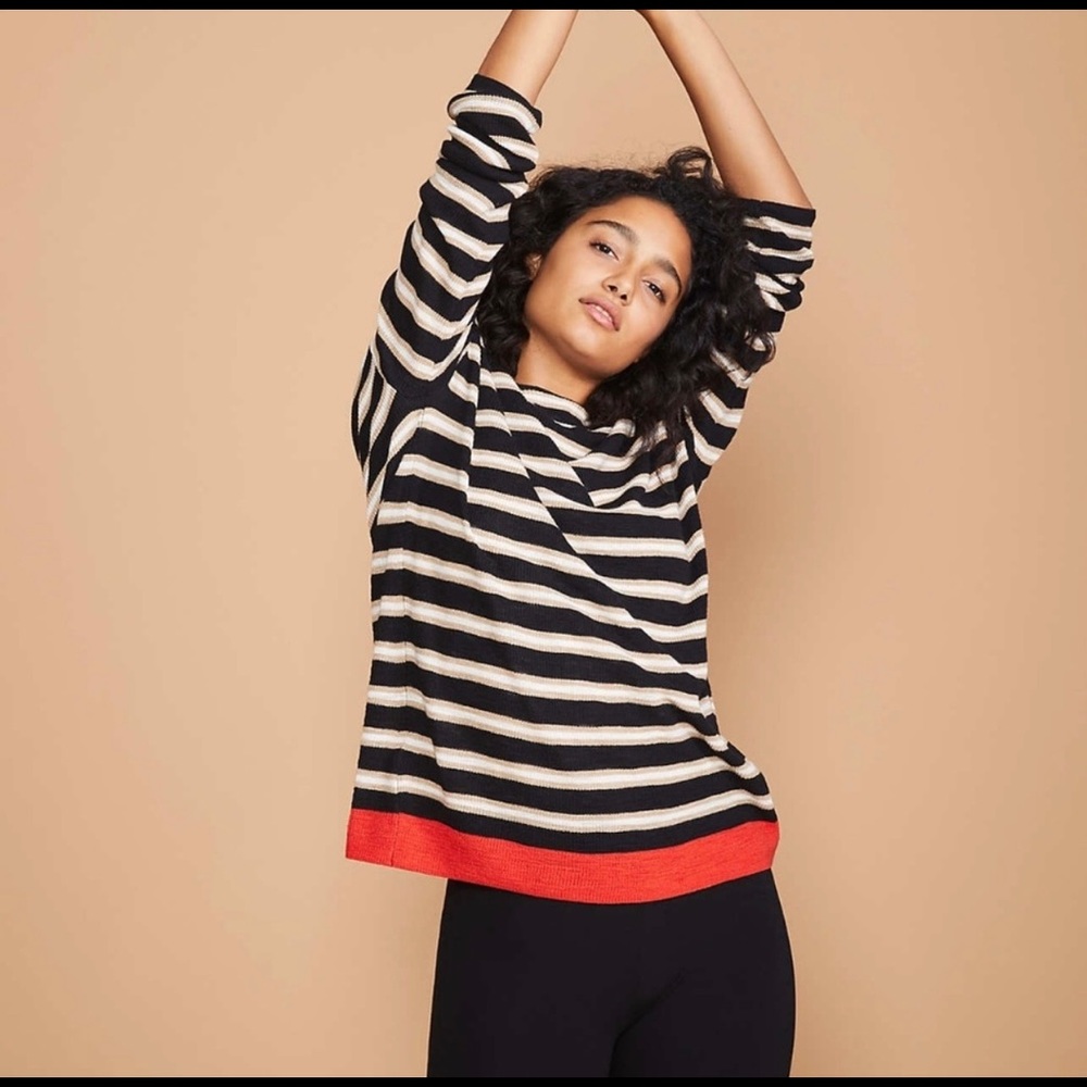 NWOT Stripe Ribbed Tunic Sweater